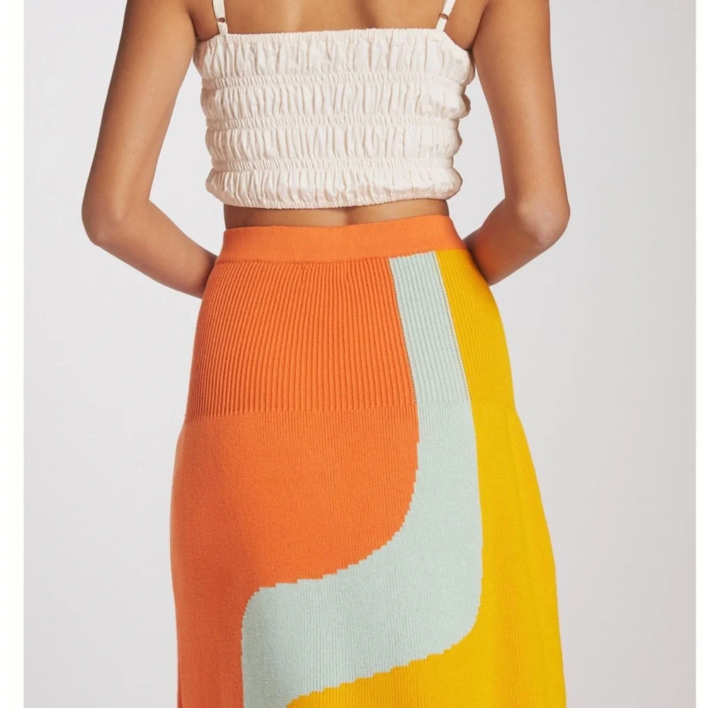 Anthro Margo Baridon Colorblocked Knit Midi Skirt - Picture 5 of 12